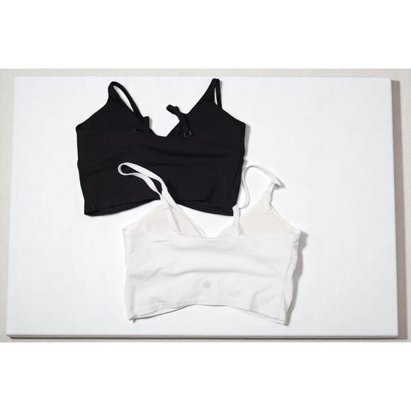Athleta Conscious Crop Bra XS Black & White Ruched Bralette Set | Adjustable - Picture 4 of 6